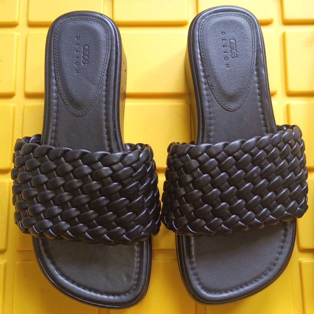 ASOS Black Braided Slide Mules